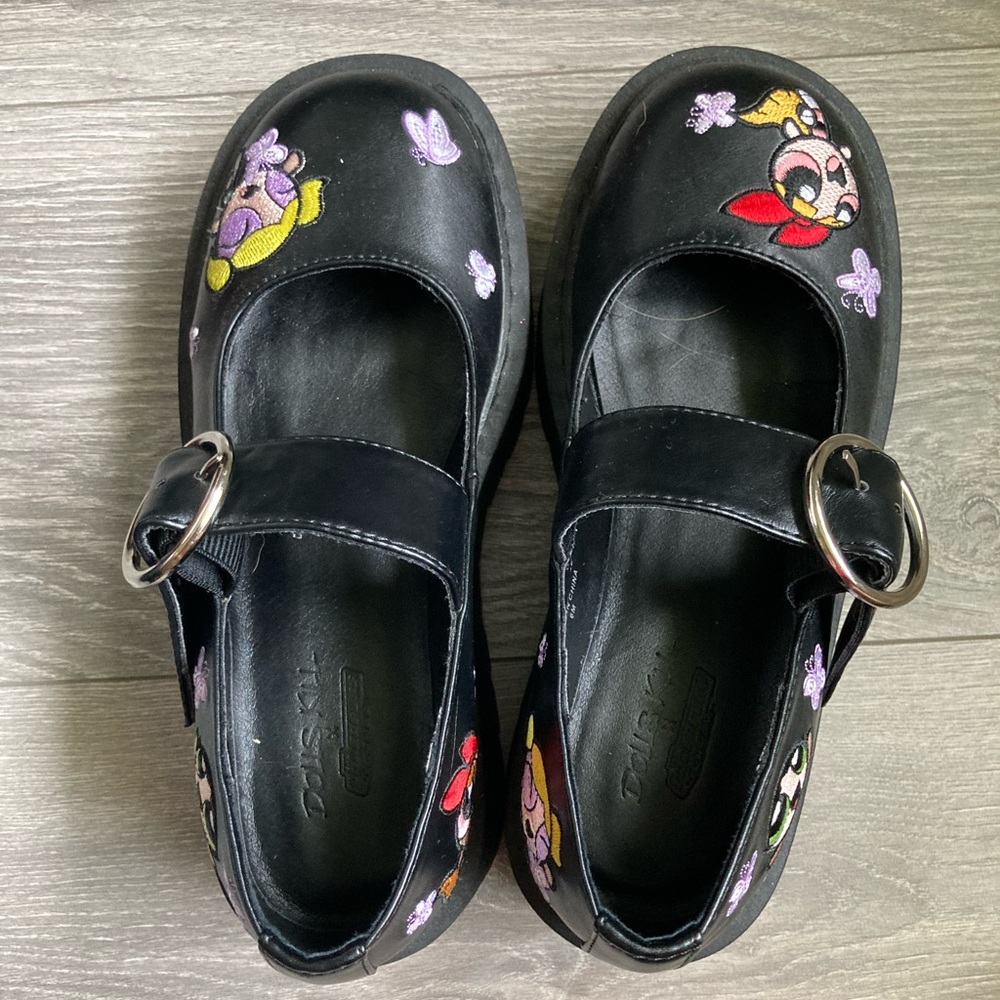 Dolls Kill Mary Jane style power puff girl shoes.